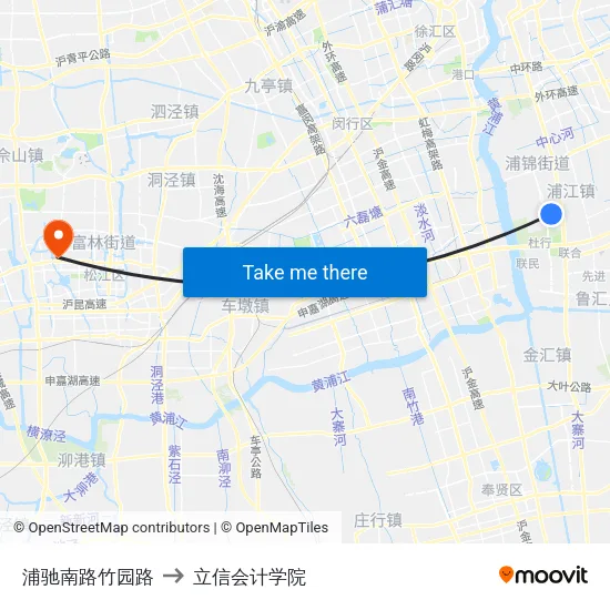 浦驰南路竹园路 to 立信会计学院 map