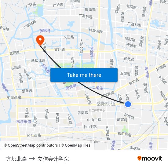 方塔北路 to 立信会计学院 map