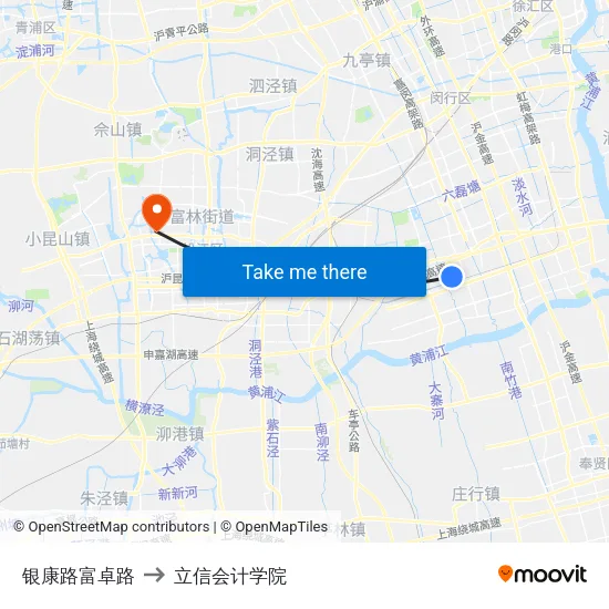 银康路富卓路 to 立信会计学院 map