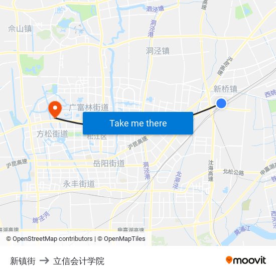 新镇街 to 立信会计学院 map