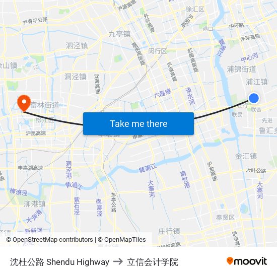 沈杜公路 Shendu Highway to 立信会计学院 map
