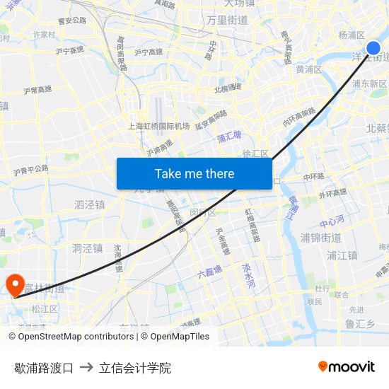 歇浦路渡口 to 立信会计学院 map