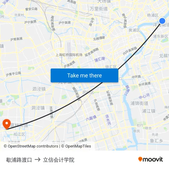 歇浦路渡口 to 立信会计学院 map