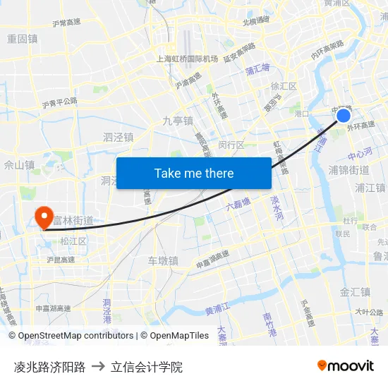 凌兆路济阳路 to 立信会计学院 map