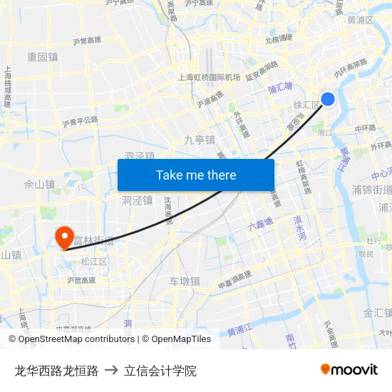 龙华西路龙恒路 to 立信会计学院 map