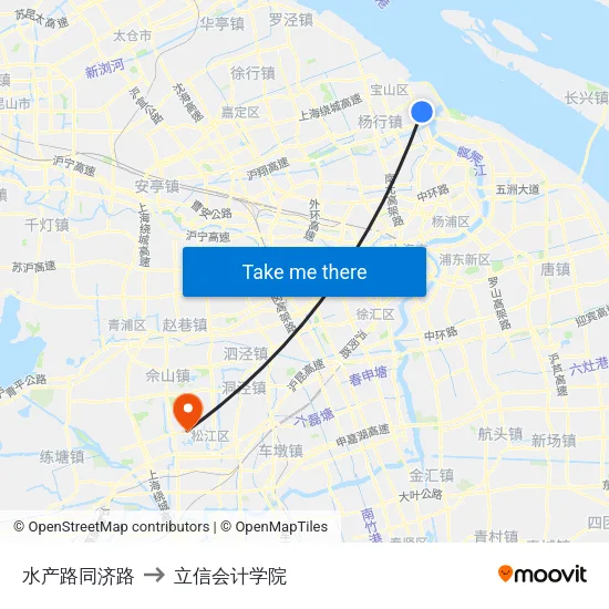 水产路同济路 to 立信会计学院 map