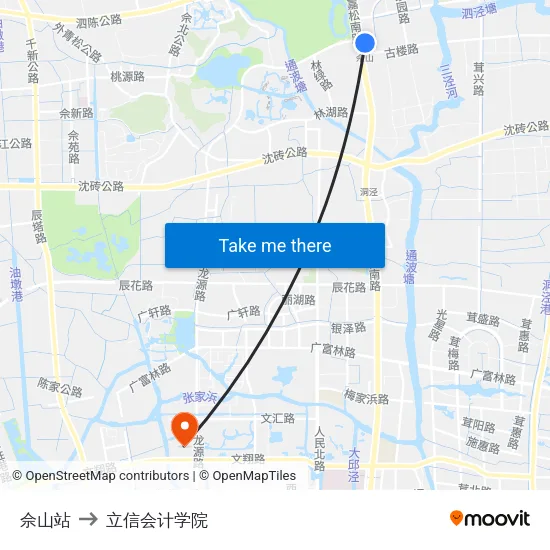 佘山站 to 立信会计学院 map