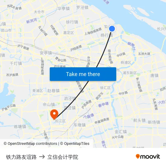 铁力路友谊路 to 立信会计学院 map