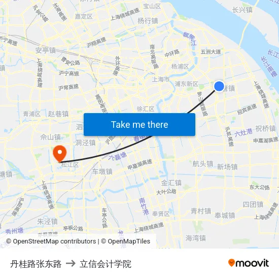 丹桂路张东路 to 立信会计学院 map