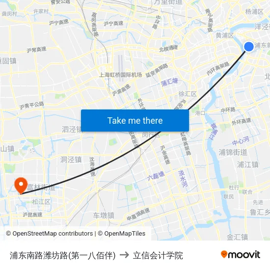 浦东南路潍坊路(第一八佰伴) to 立信会计学院 map