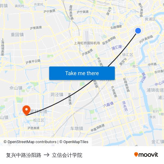 复兴中路汾阳路 to 立信会计学院 map