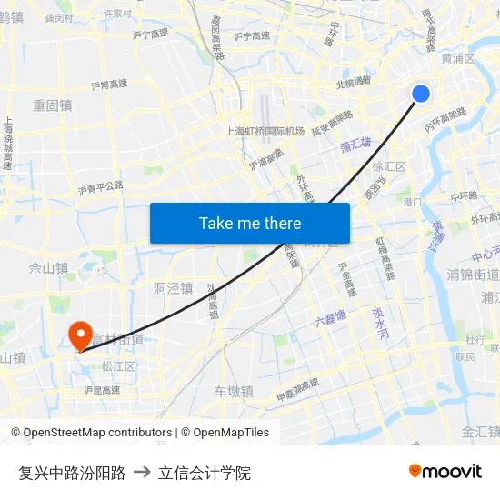 复兴中路汾阳路 to 立信会计学院 map