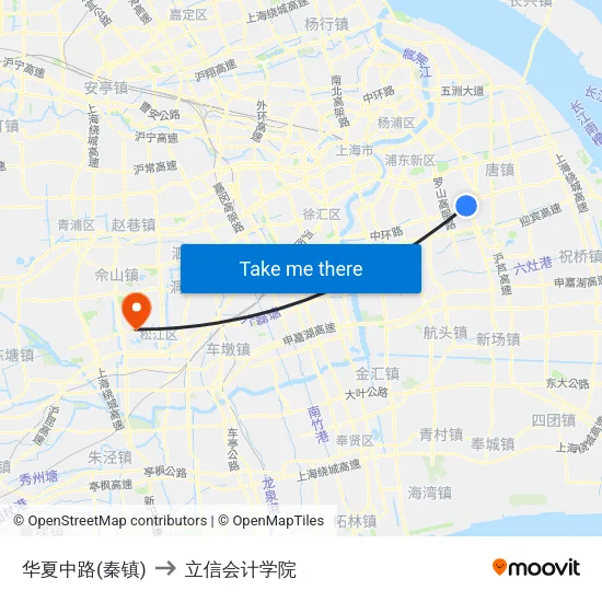 华夏中路(秦镇) to 立信会计学院 map