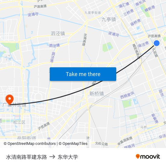 水清南路莘建东路 to 东华大学 map