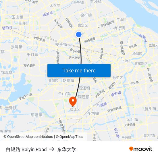 白银路 Baiyin Road to 东华大学 map