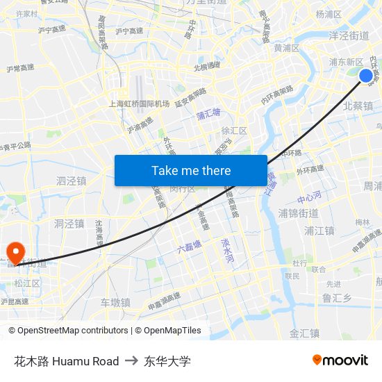 花木路 Huamu Road to 东华大学 map