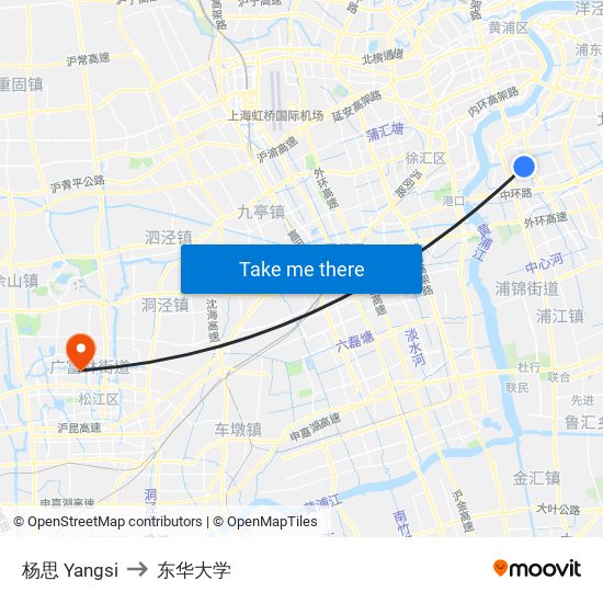 杨思 Yangsi to 东华大学 map