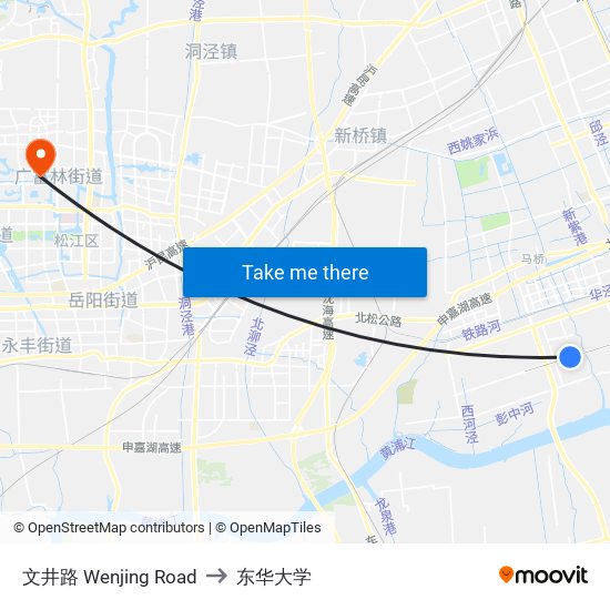 文井路 Wenjing Road to 东华大学 map
