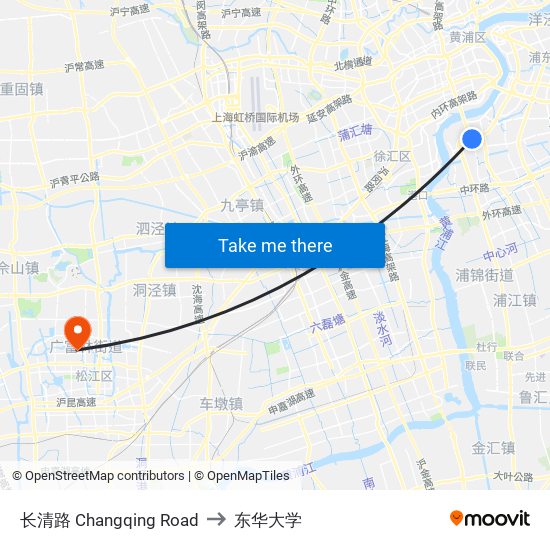 长清路 Changqing Road to 东华大学 map