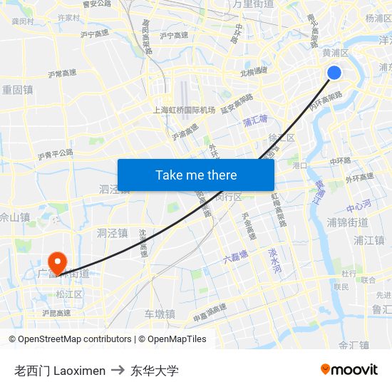 老西门 Laoximen to 东华大学 map