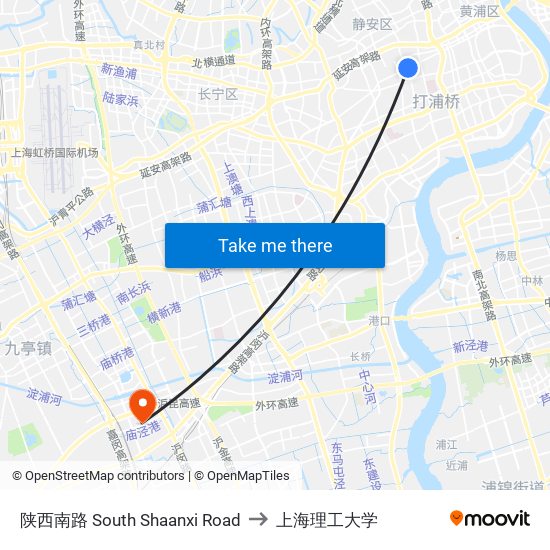 陕西南路 South Shaanxi Road to 上海理工大学 map