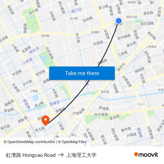 虹漕路 Hongcao Road to 上海理工大学 map