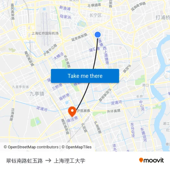 翠钰南路虹五路 to 上海理工大学 map