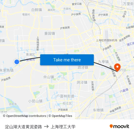 淀山湖大道黄泥娄路 to 上海理工大学 map