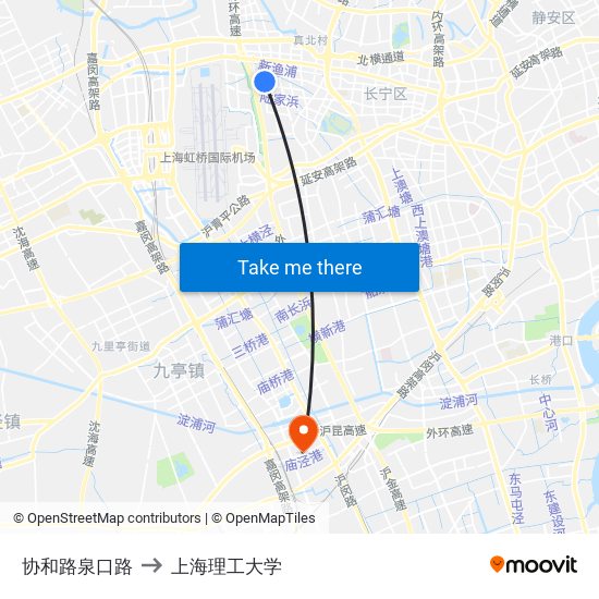 协和路泉口路 to 上海理工大学 map