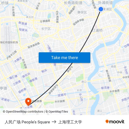 人民广场 People's Square to 上海理工大学 map