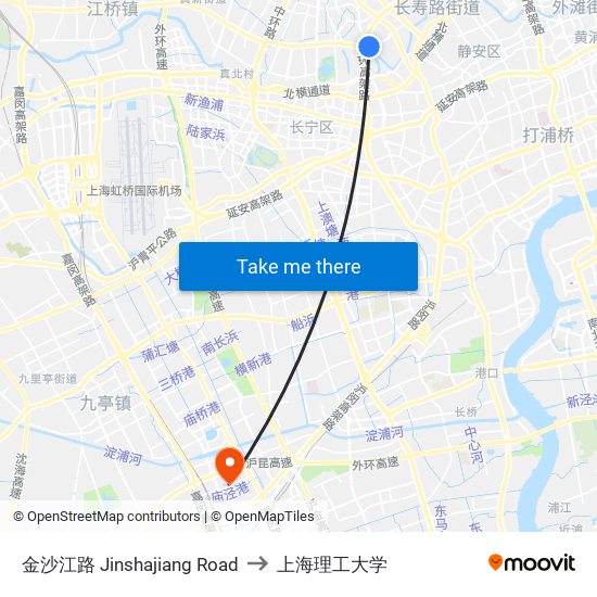 金沙江路 Jinshajiang Road to 上海理工大学 map