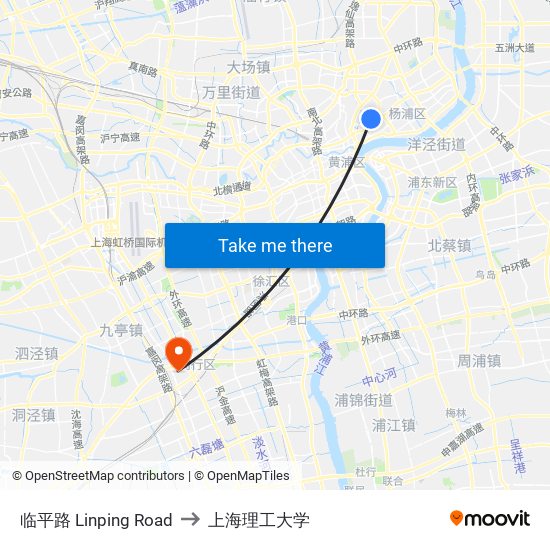 临平路 Linping Road to 上海理工大学 map