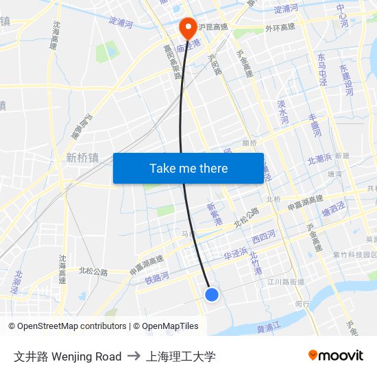 文井路 Wenjing Road to 上海理工大学 map