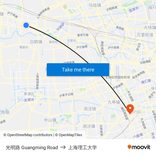 光明路 Guangming Road to 上海理工大学 map