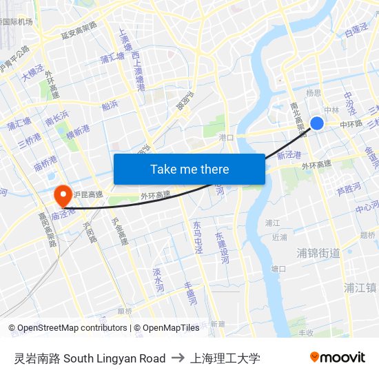 灵岩南路 South Lingyan Road to 上海理工大学 map
