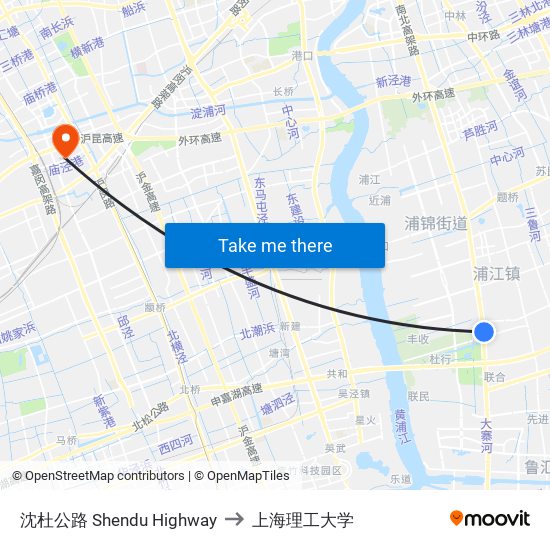 沈杜公路 Shendu Highway to 上海理工大学 map