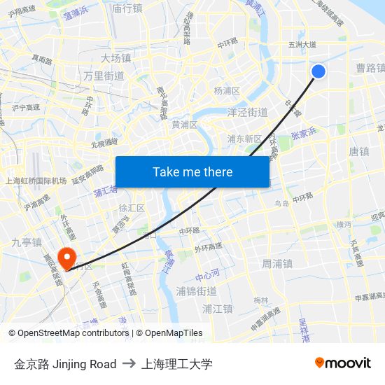 金京路 Jinjing Road to 上海理工大学 map