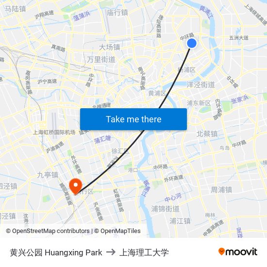 黄兴公园 Huangxing Park to 上海理工大学 map