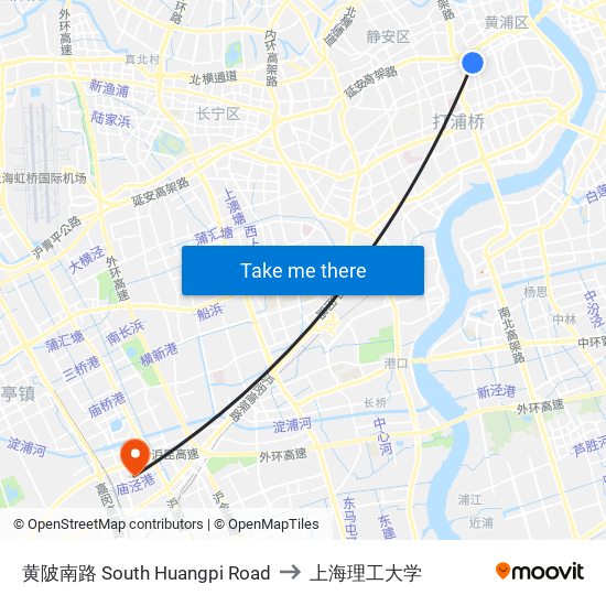 黄陂南路 South Huangpi Road to 上海理工大学 map