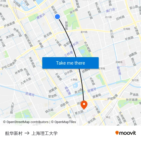 航华新村 to 上海理工大学 map