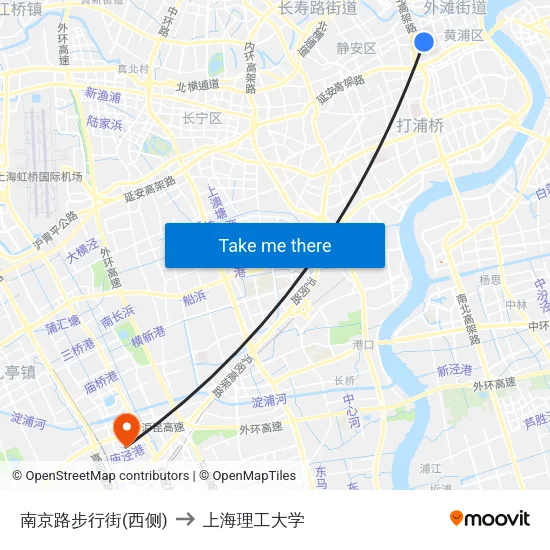 南京路步行街(西侧) to 上海理工大学 map