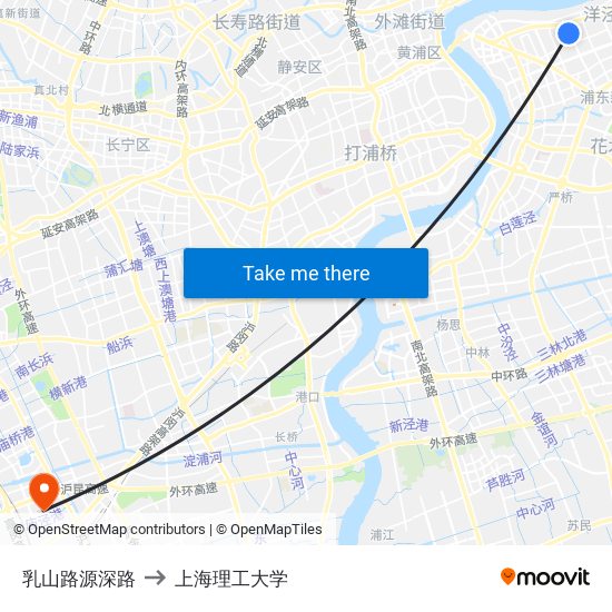 乳山路源深路 to 上海理工大学 map