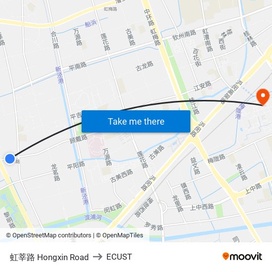 虹莘路 Hongxin Road to ECUST map