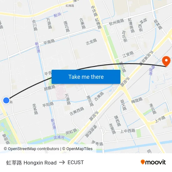 虹莘路 Hongxin Road to ECUST map