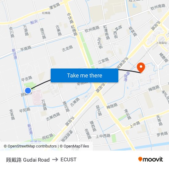 顾戴路 Gudai Road to ECUST map