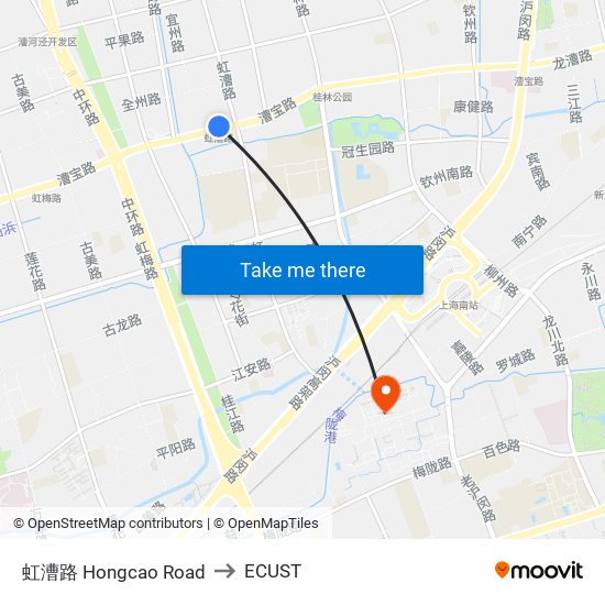 虹漕路 Hongcao Road to ECUST map