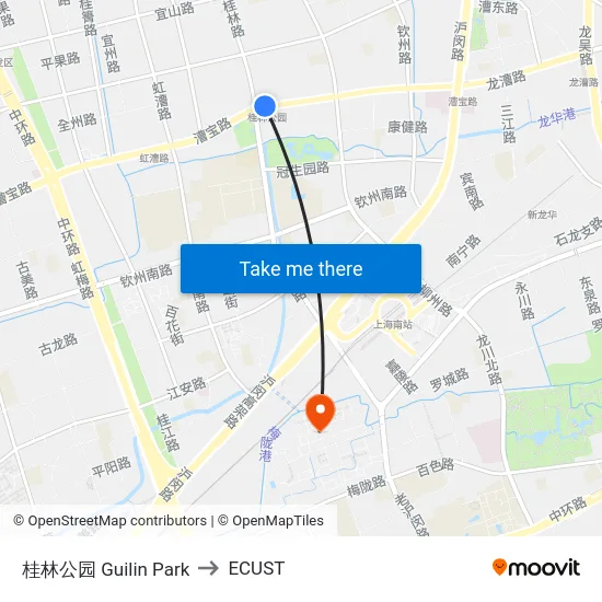 桂林公园 Guilin Park to ECUST map