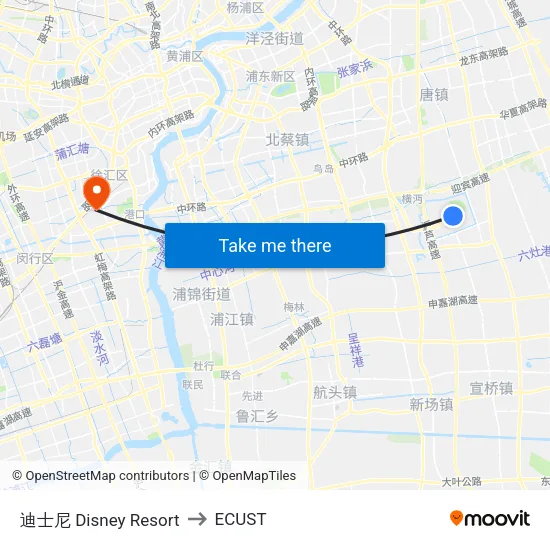 Disney Resort to ECUST map