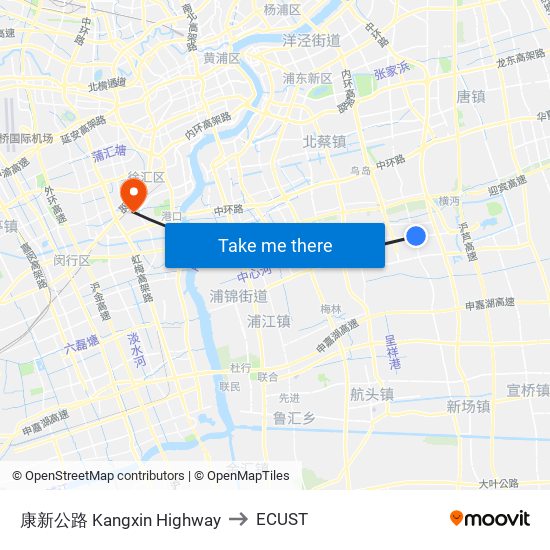 康新公路 Kangxin Highway to ECUST map