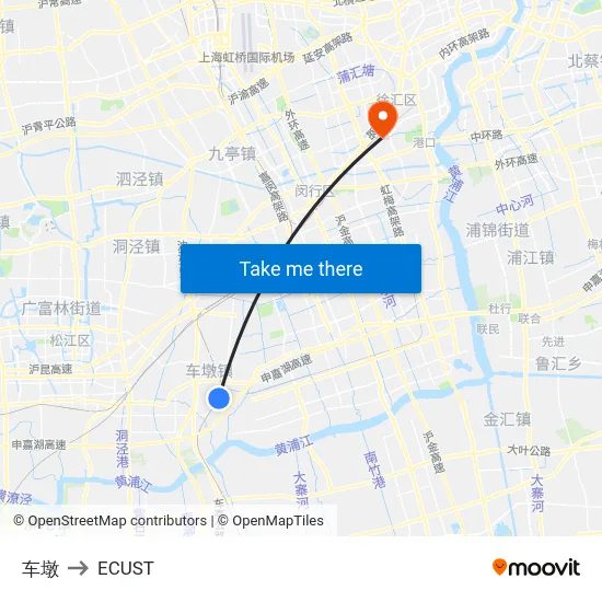 车墩 to ECUST map